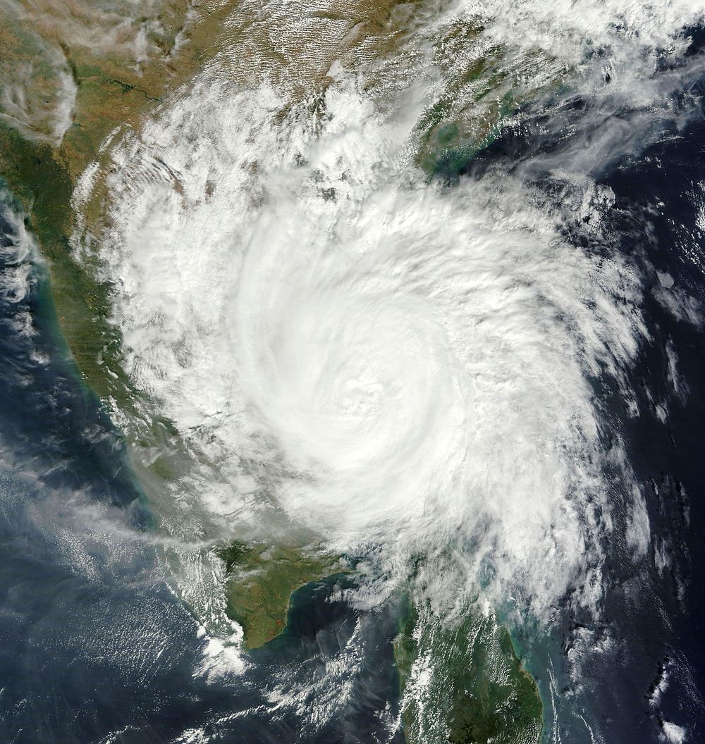 Winter storm cyclone satellite view. Free public domain CC0 photo.
