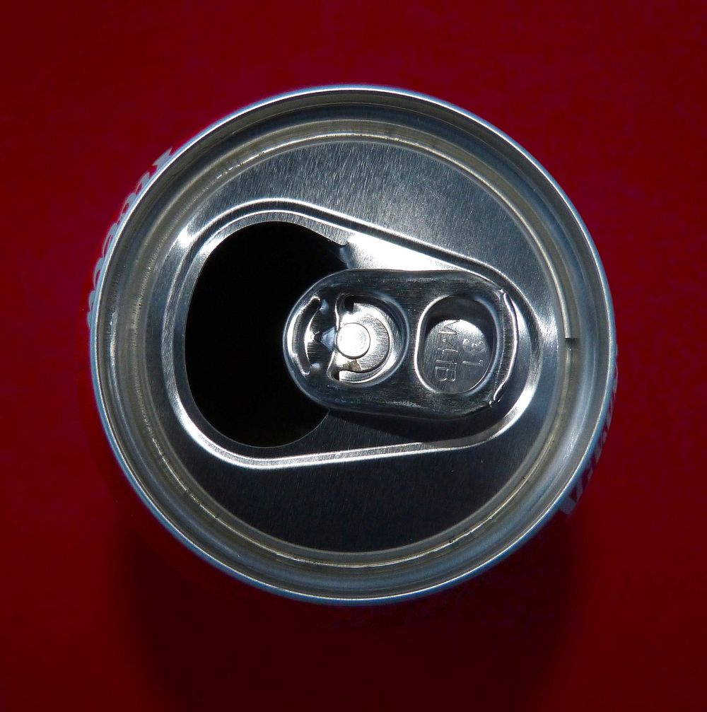 Flat lay view of an opened can. Free public domain CC0 image
