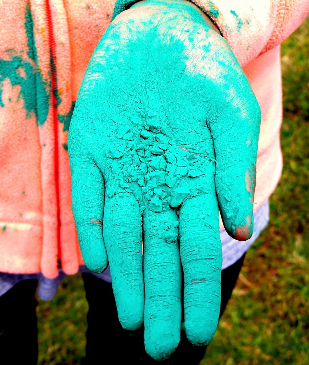 Holi color on hand, Indian festival. Free public domain CC0 image.