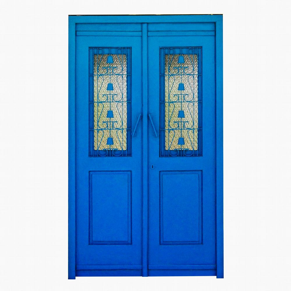 Blue French door clipart, interior design
