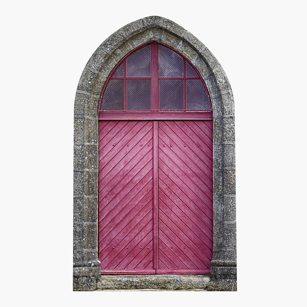 Arched church door clipart, wooden exterior design psd