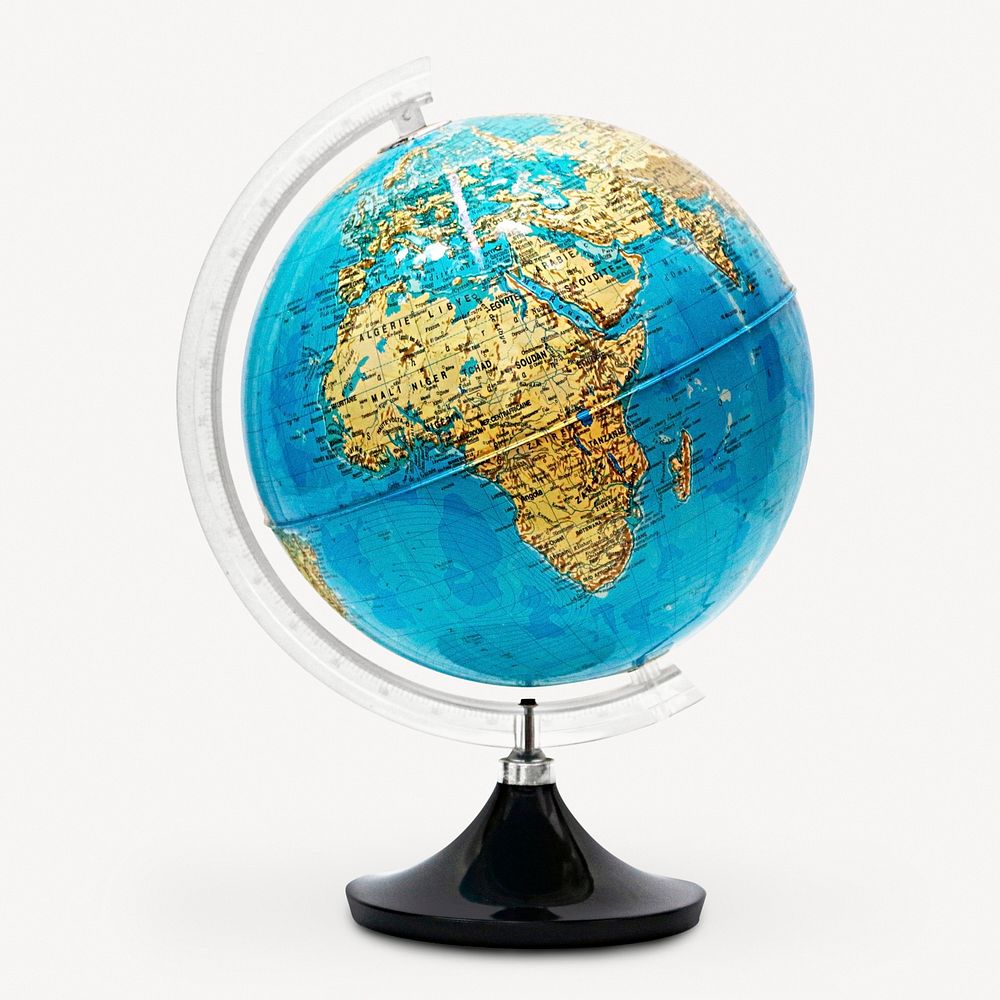 Globe sticker, world teaching collage element psd
