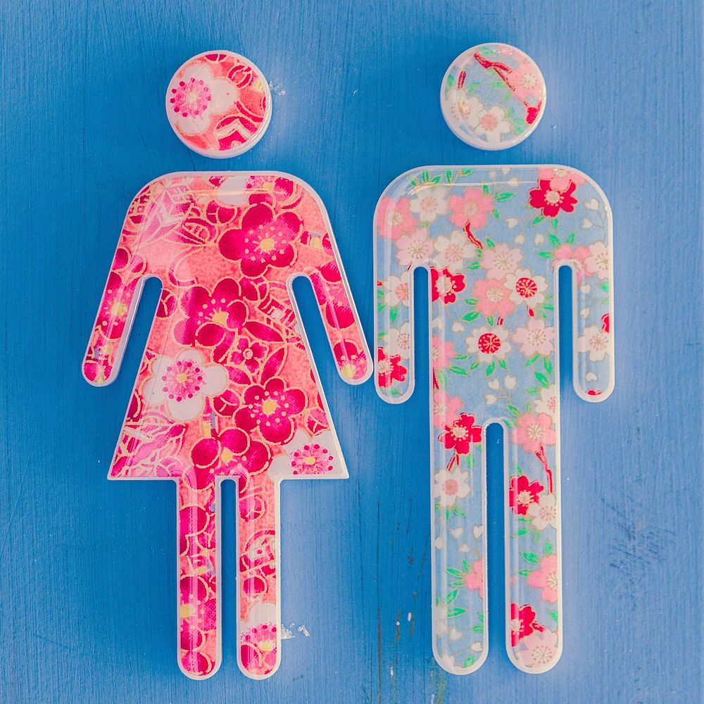 Close up of Male and female toilet signs. Free public domain CC0 photo.