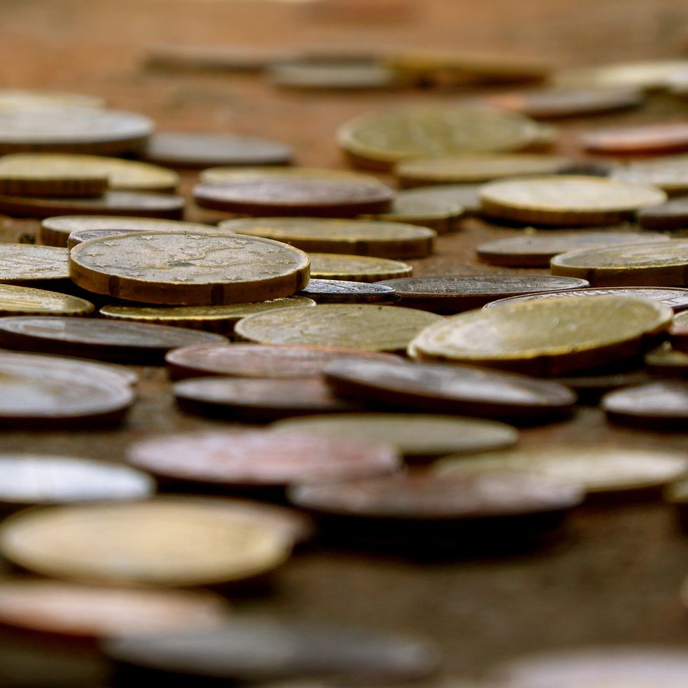 Euro coins, money & banking. Free public domain CC0 image.