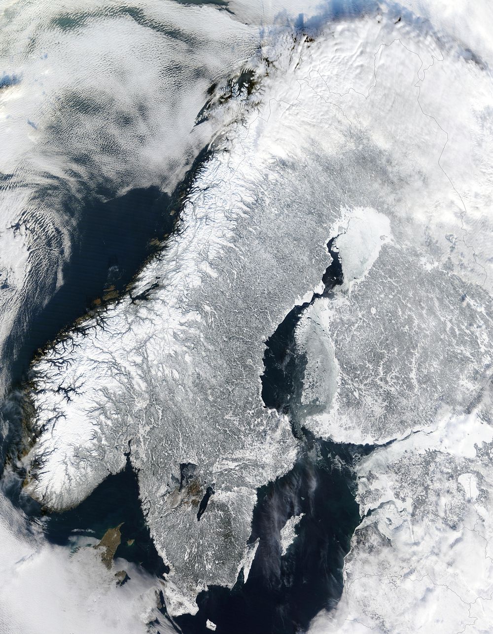 Top view of Scandinavia, Norway in winter. Free public domain CC0 image.