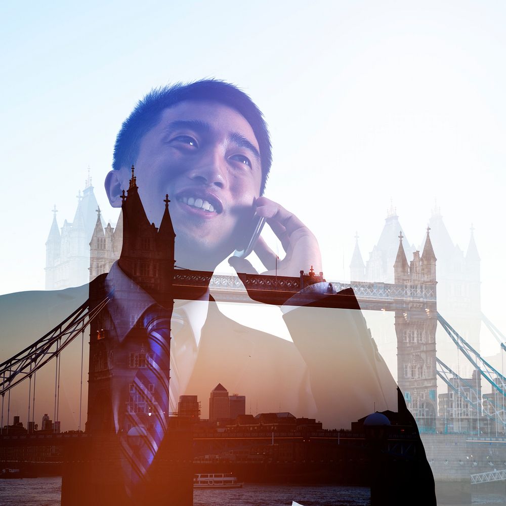 Businessman On The Phone Business Trip London Concept