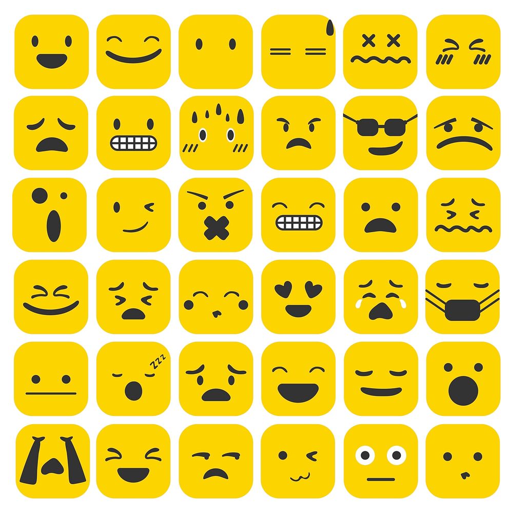 Emoji emoticons set face expression feelings collection vector illustration