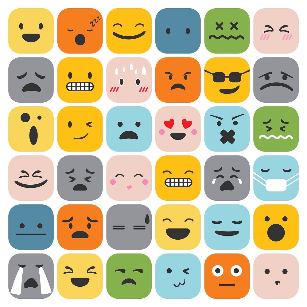 Emoji emoticons set face expression | Premium Vector - rawpixel