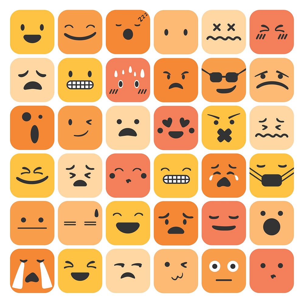 Emoji emoticons set face expression | Free Vector - rawpixel