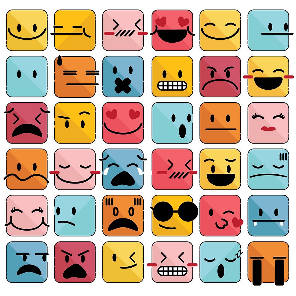 Emoji emoticons set face expression | Free Vector - rawpixel