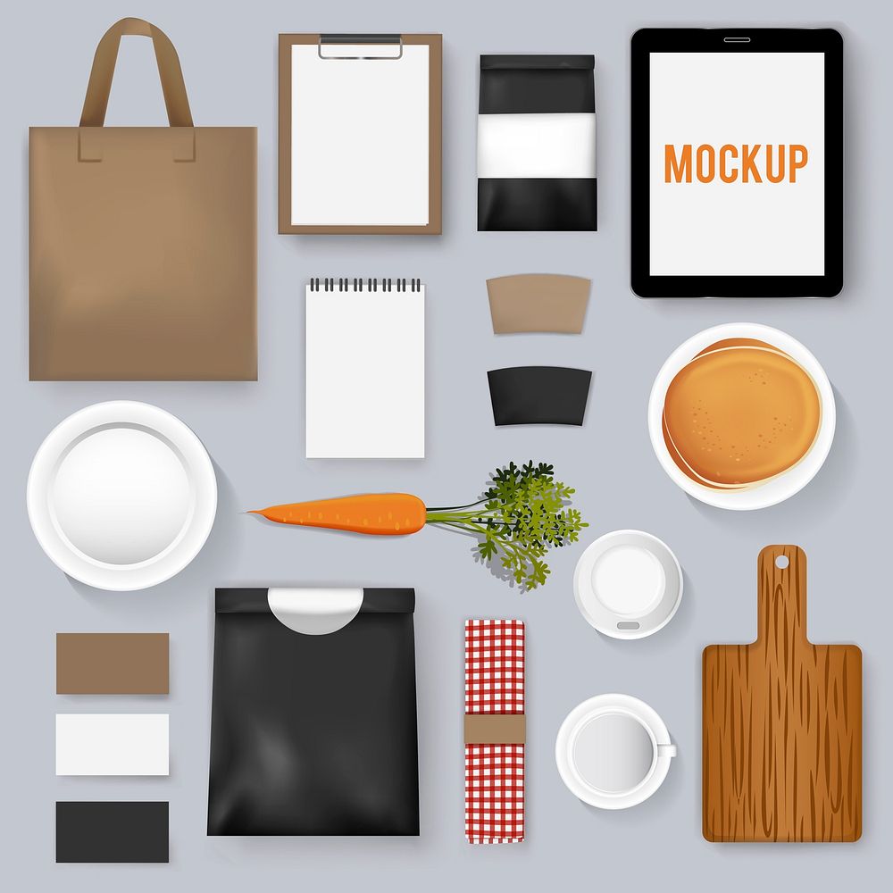 Mockup set collection coffee cafe vector illustration
