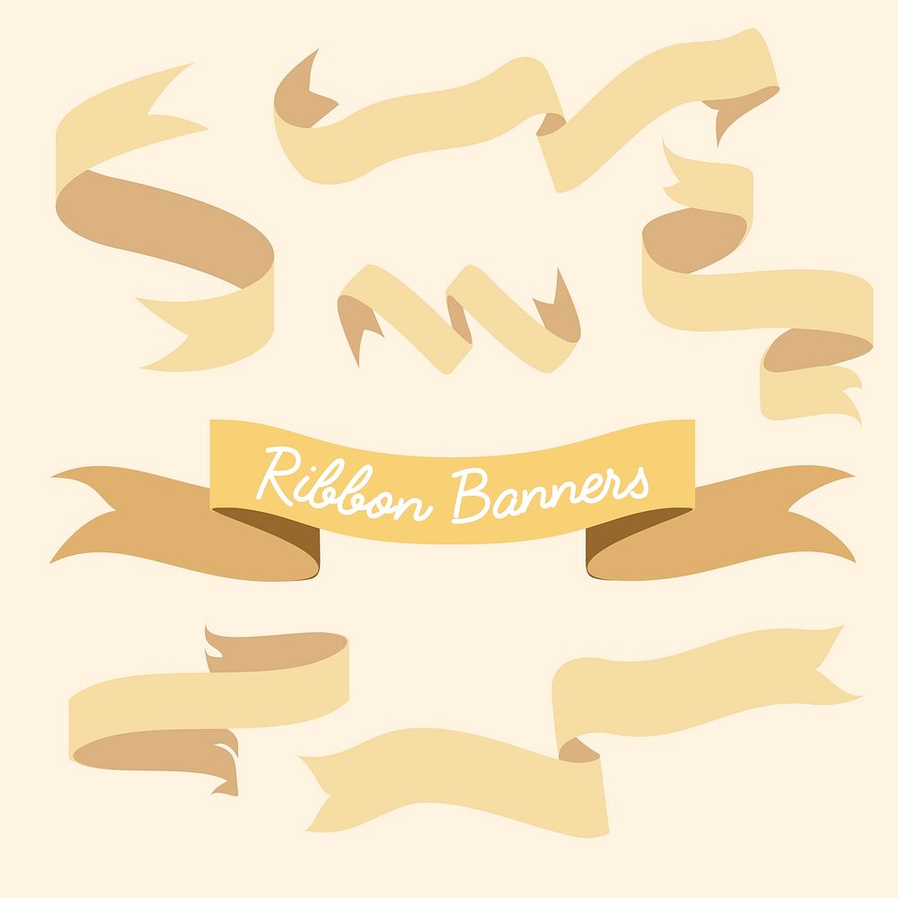 Yellow ribbon banner set collection vector illustration