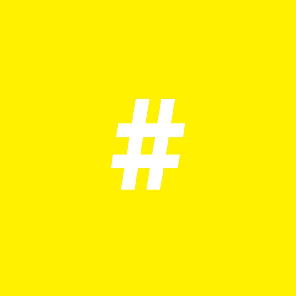 White hashtag symbol on yellow background vector illustration