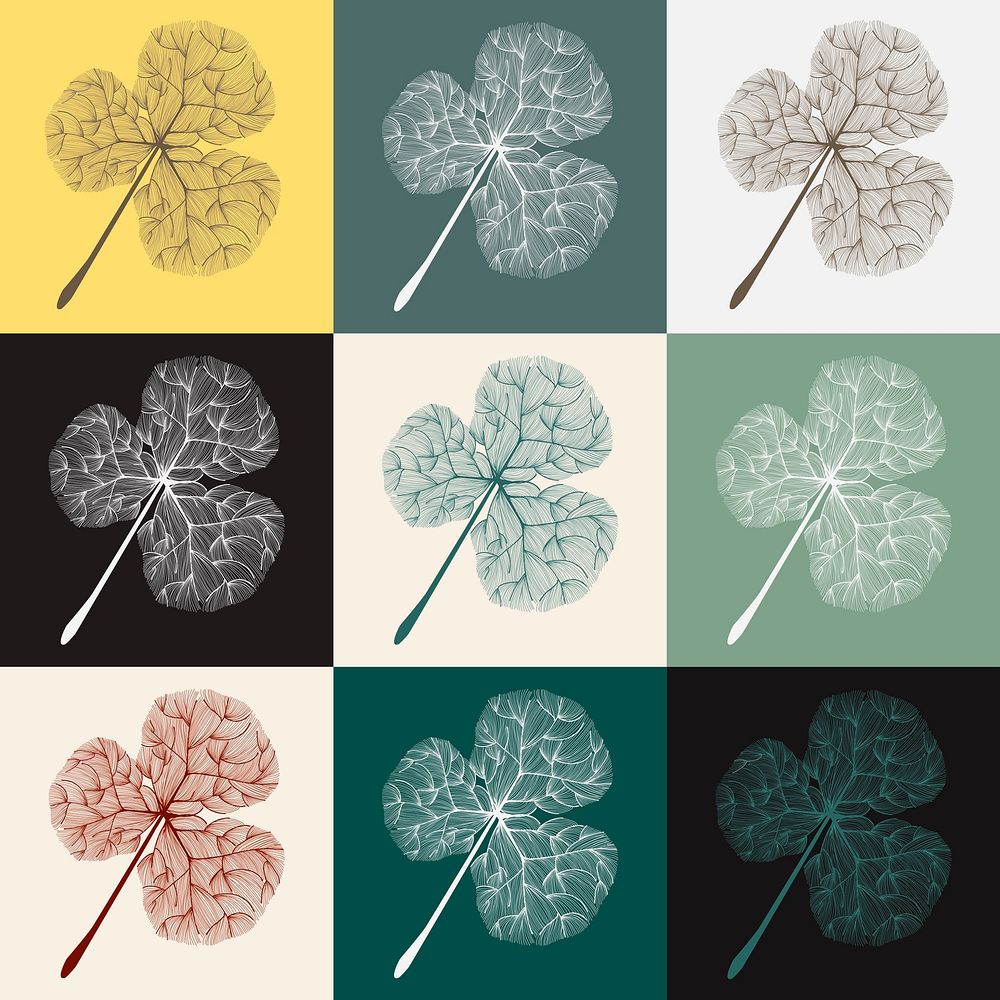 Set of illustration of clover leaves