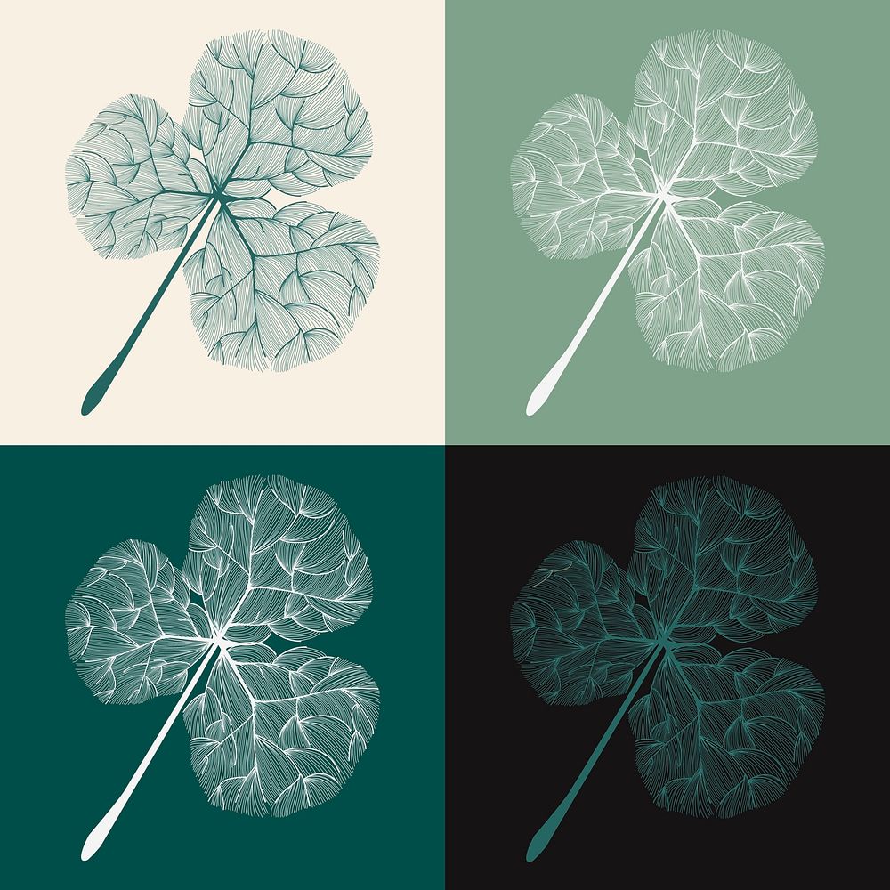 Set of illustration of clover leaves