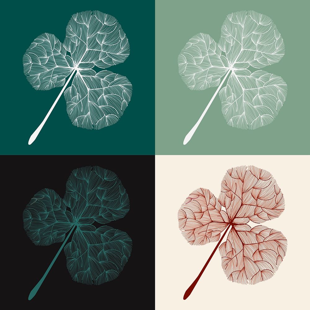 Set of illustration of clover leaves