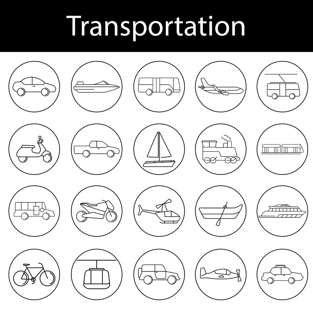 Vector of various transportation vehicles