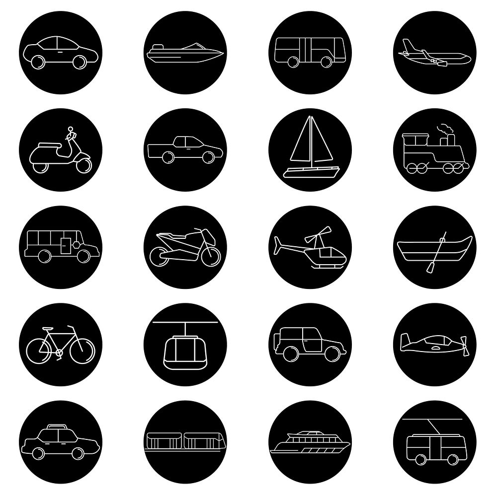 Vector of various transportation vehicles