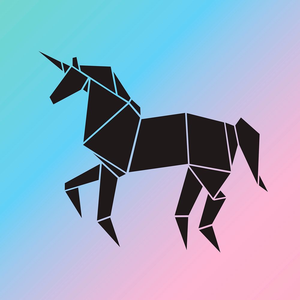 Cute unicorn craft psd geometric cut out