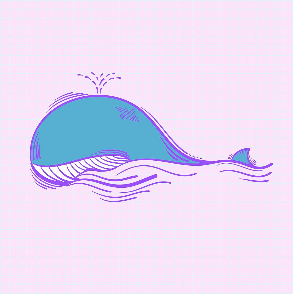 Illustration of blue whale swimming