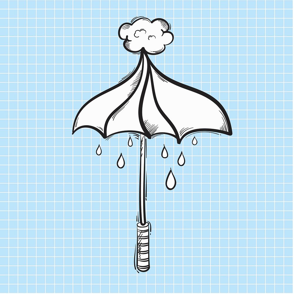 Illustration of umbrella and rain isolated on background