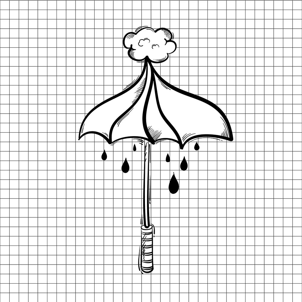 Illustration of umbrella and rain isolated on background