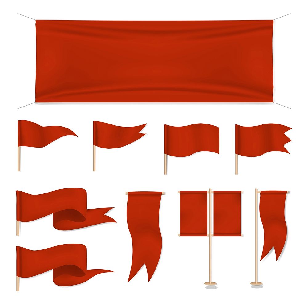 Vector of different style banners and flags