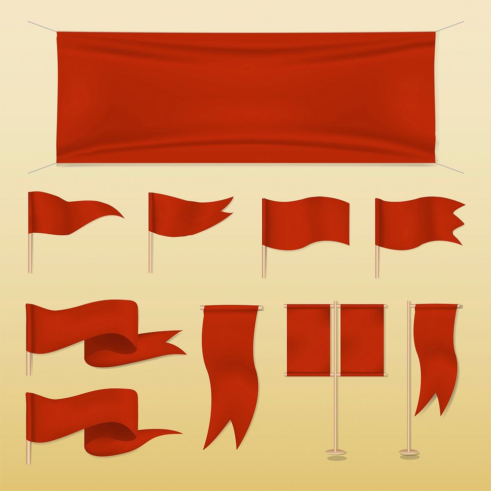 Vector of different style banners and flags