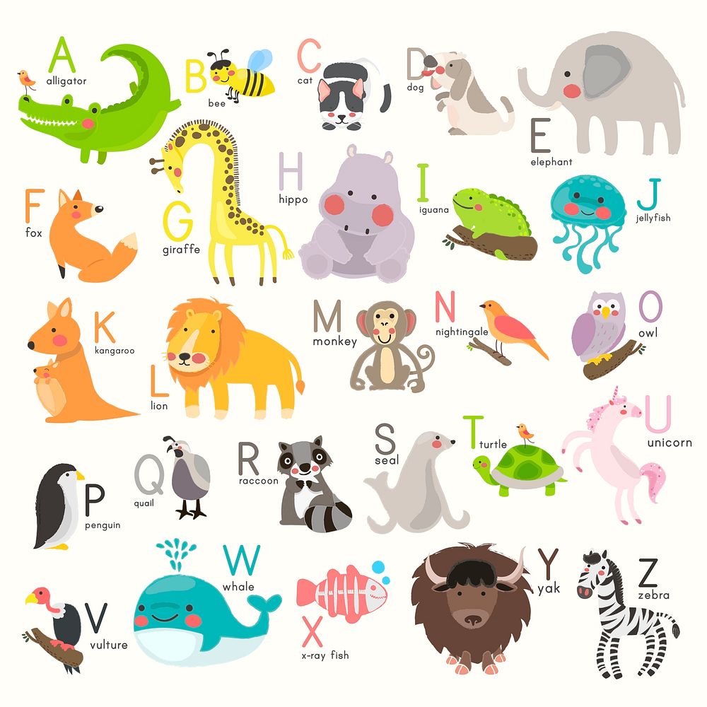 Illustration Animal alphabet vector set