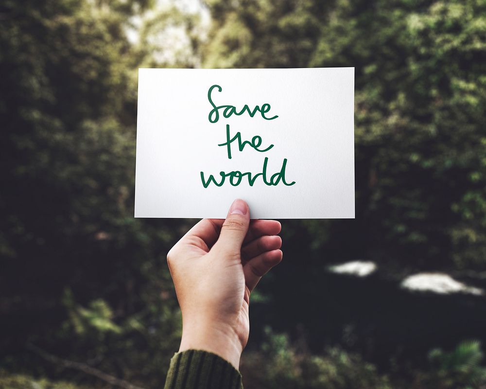 Phrase Save the World in nature background