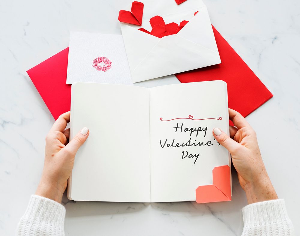 Woman holding a Happy Valentine's day card