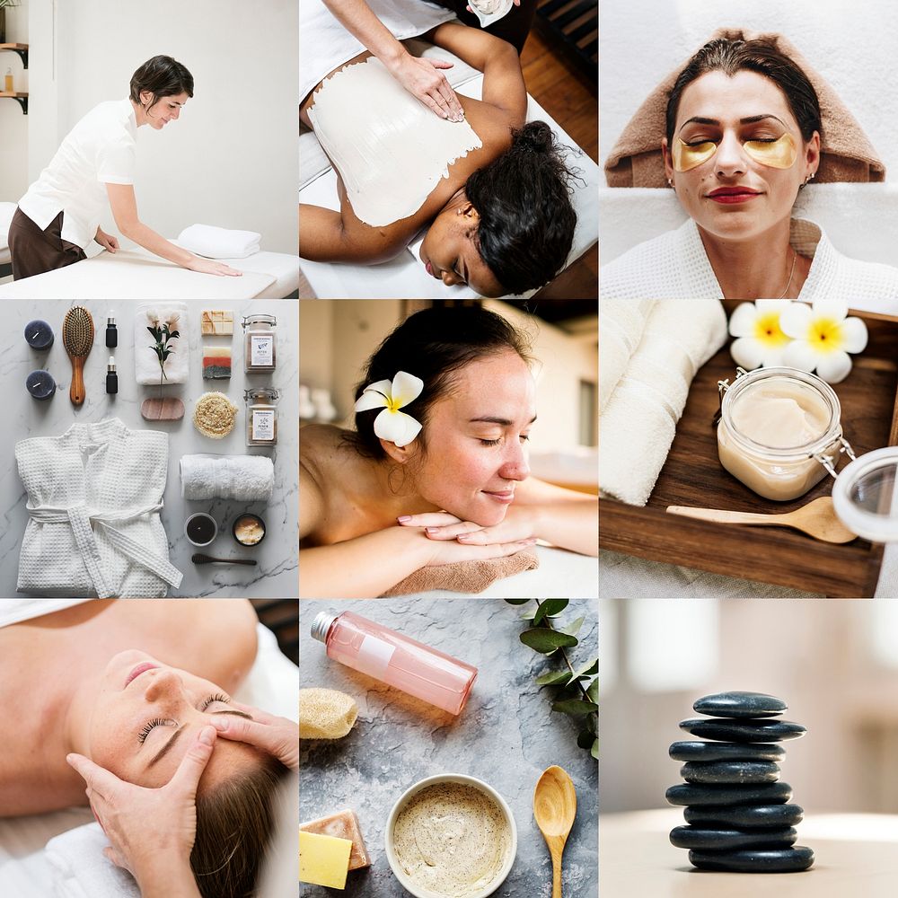 Collage of beauty and spa treatment