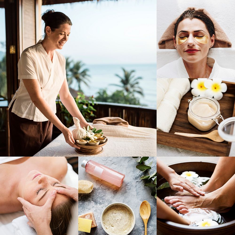 Collage of beauty and spa treatment