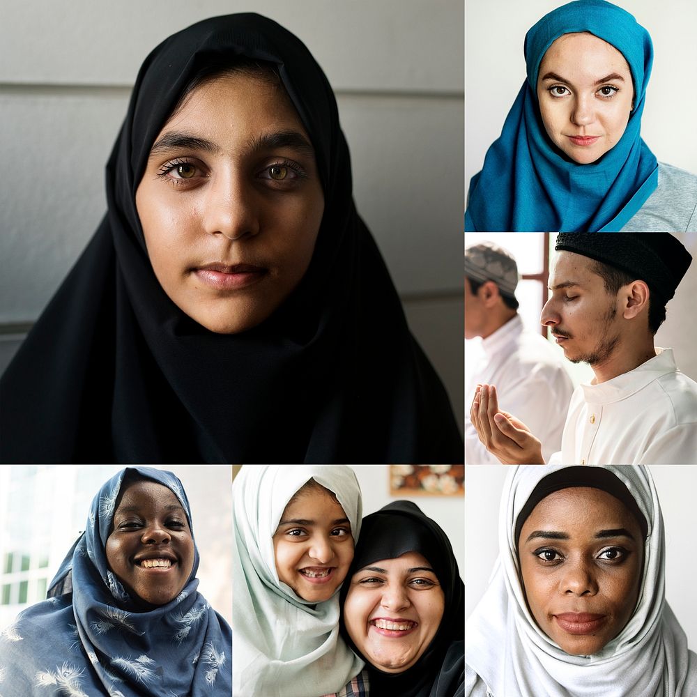 Compilation of Muslim people close up