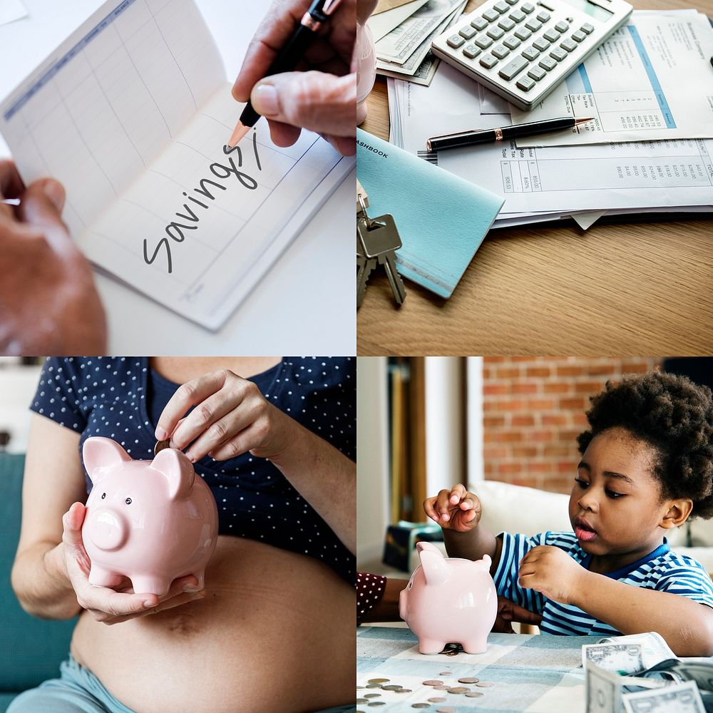 Family saving money images compilation