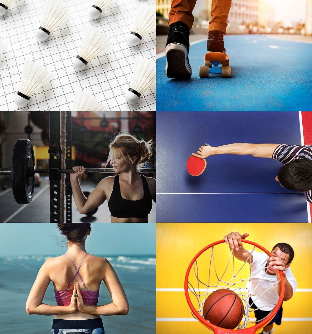 Compilation of sports and fitness themed images