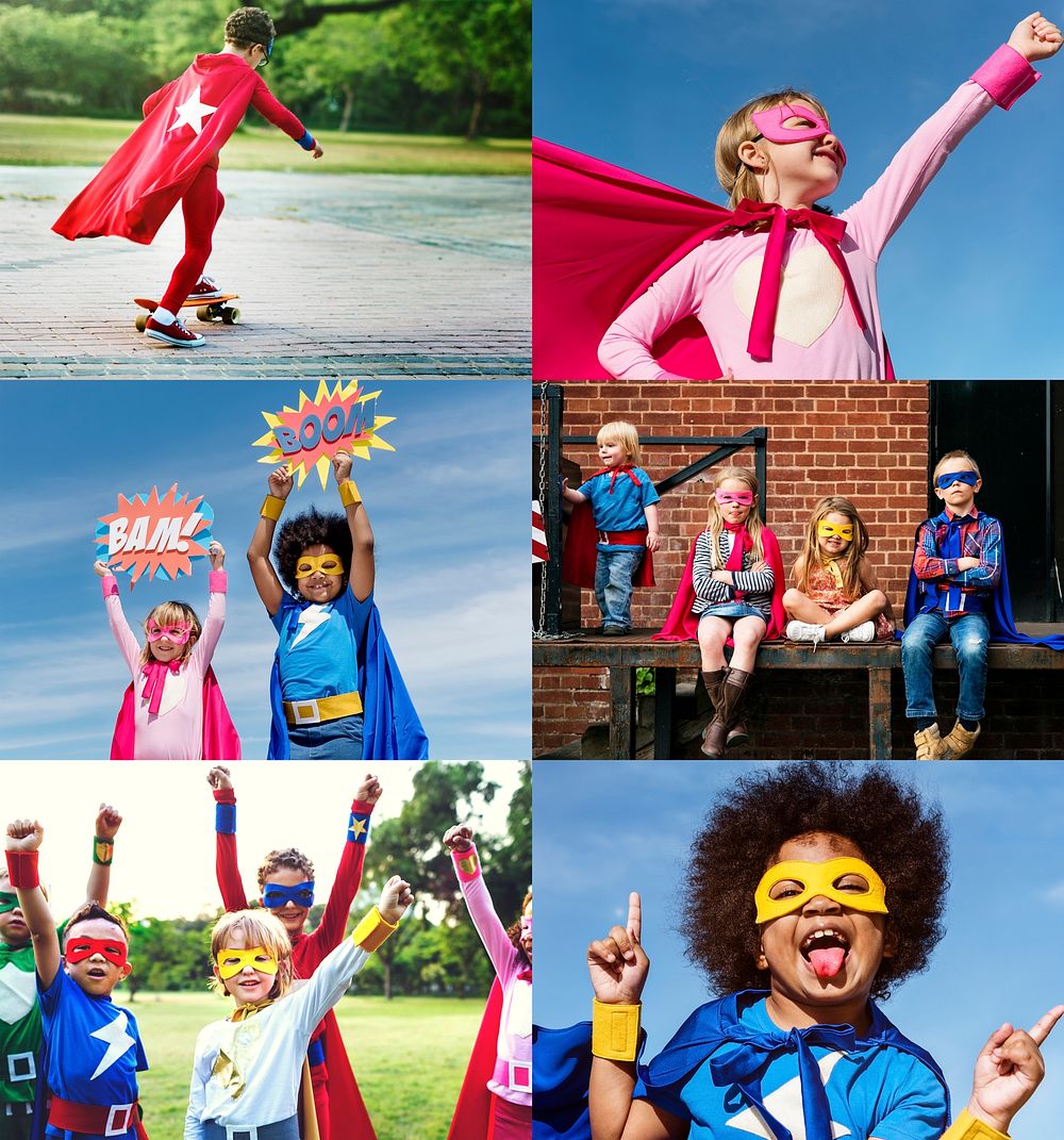 Young children in superhero costumes compilation