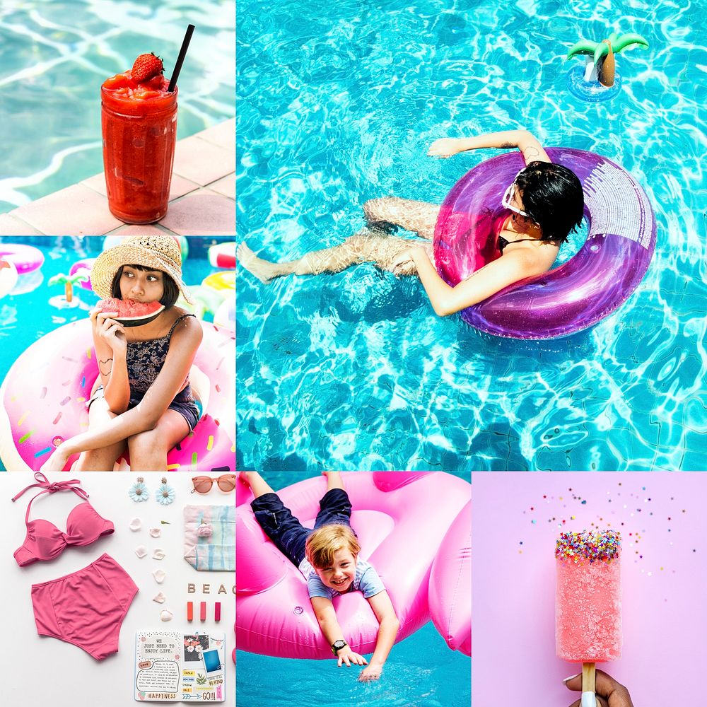 Compilation of summer vacation themed images