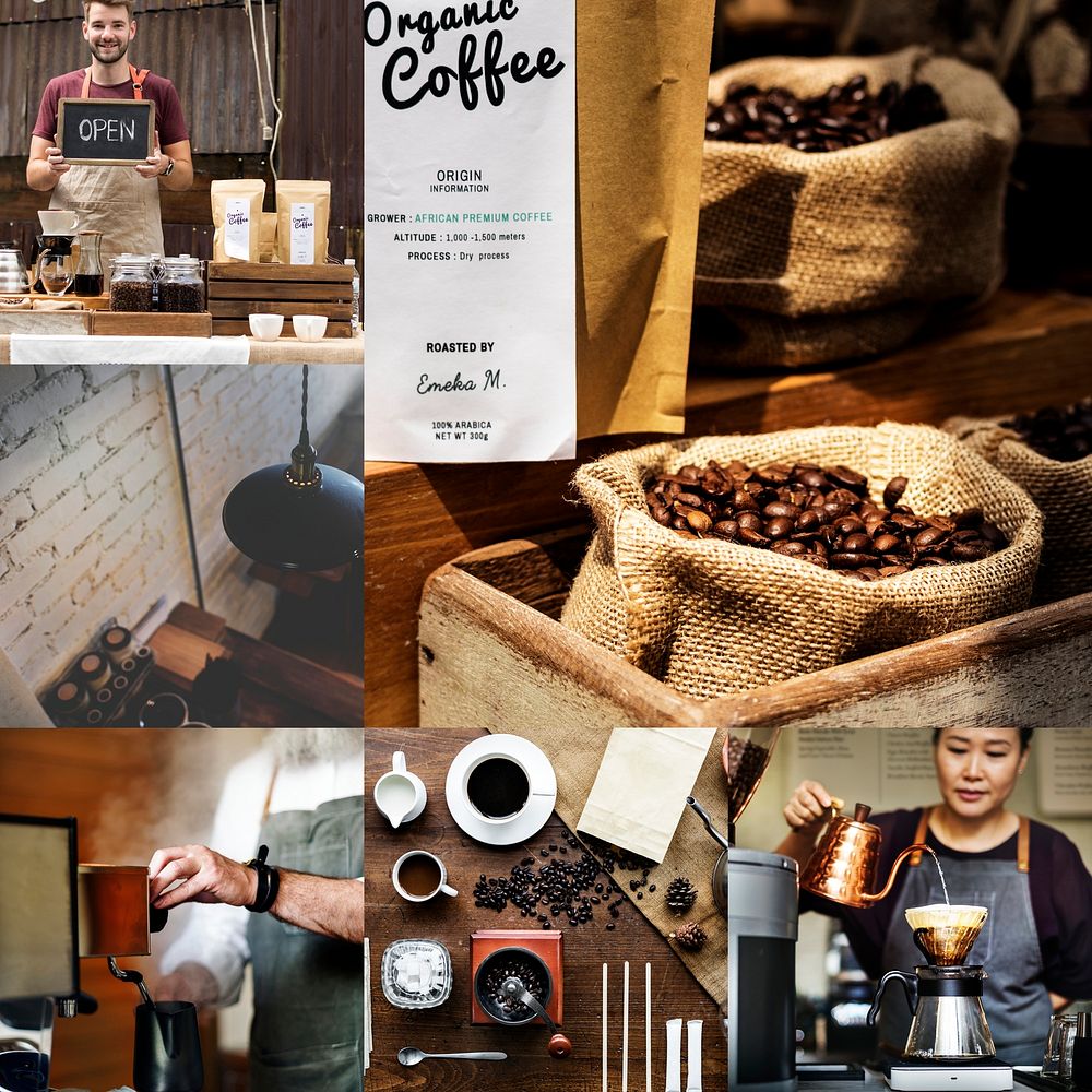 Compilation of coffee themed images