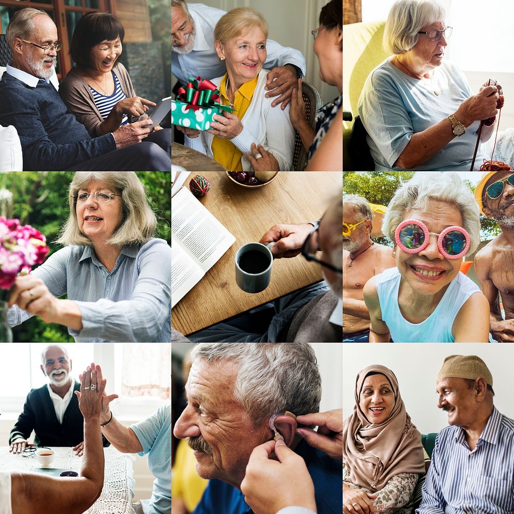 Compilation of senior people lifestyle photos