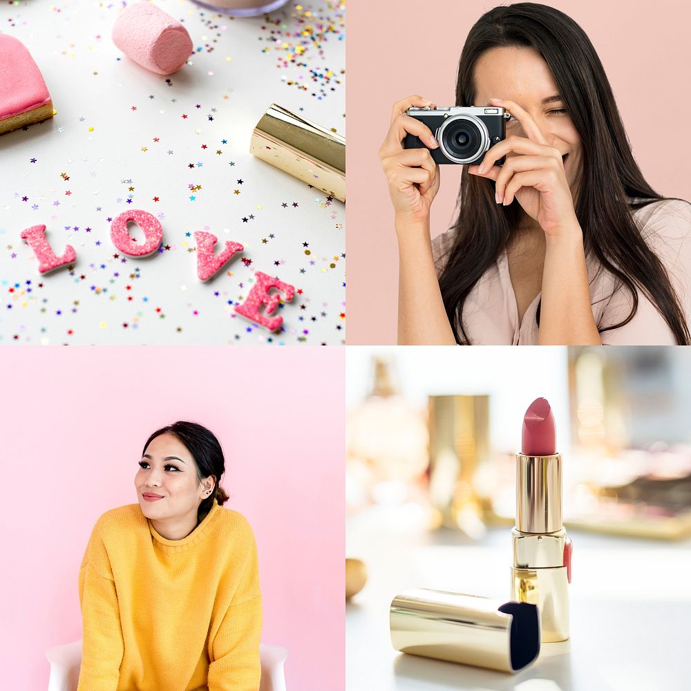 Compilation of girly makeup themed images