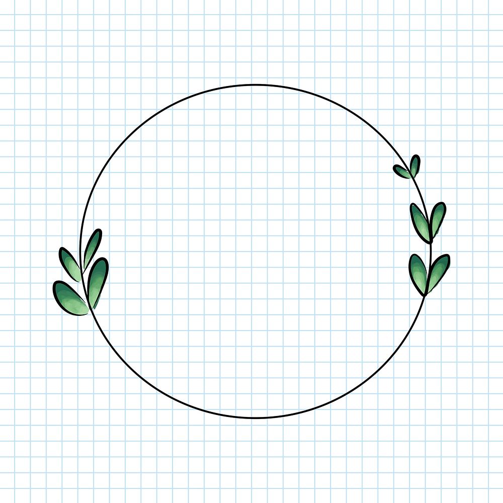 Simple doodle frame sticker, hand drawn botanical design psd