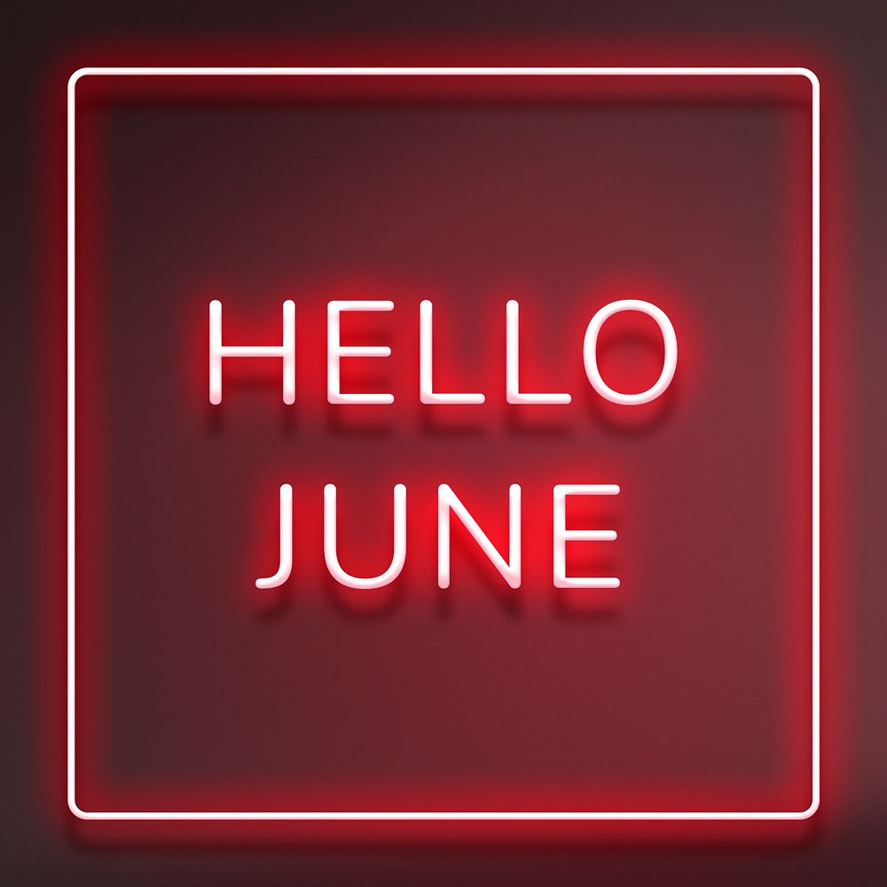 Neon Hello June text framed