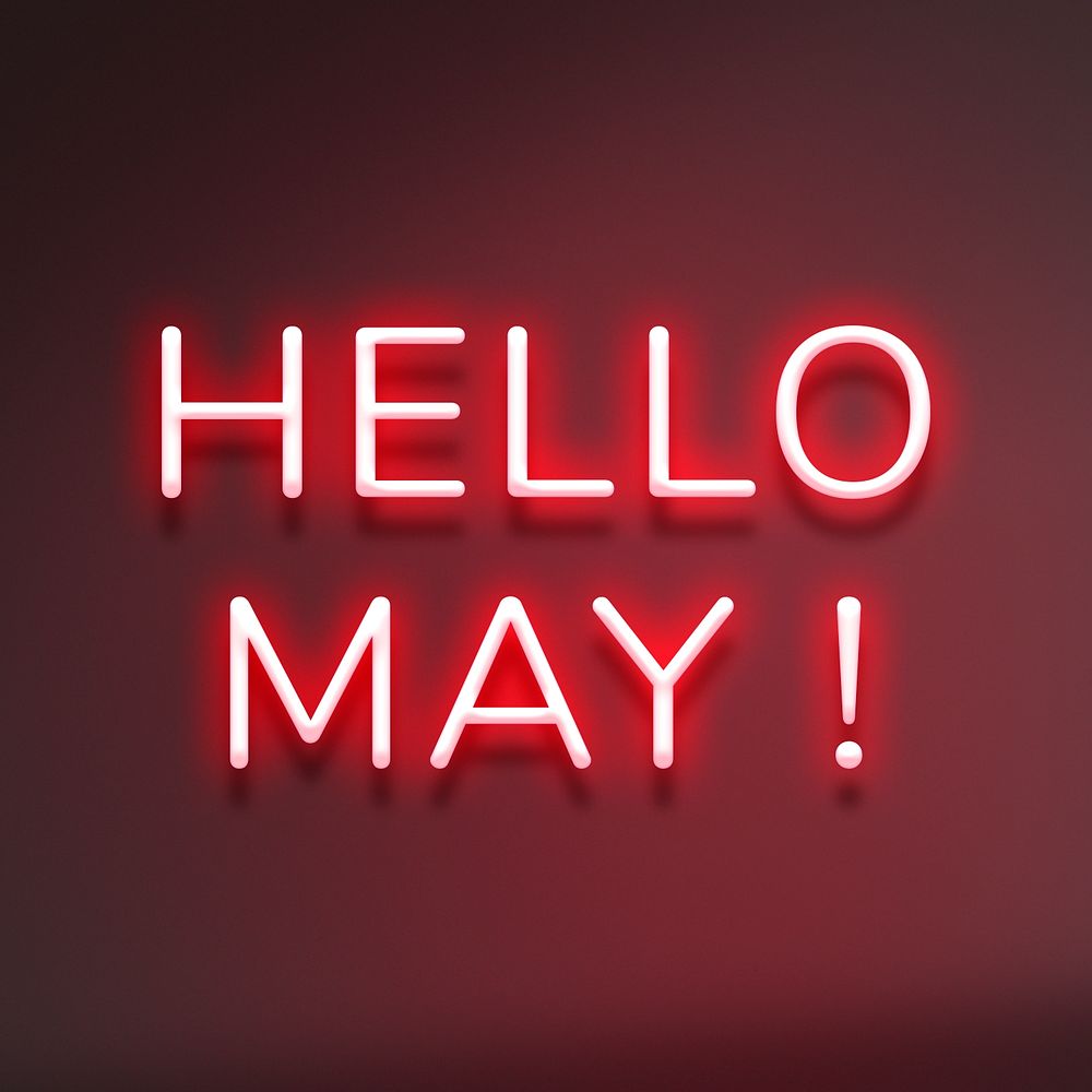 Glowing neon Hello May! text