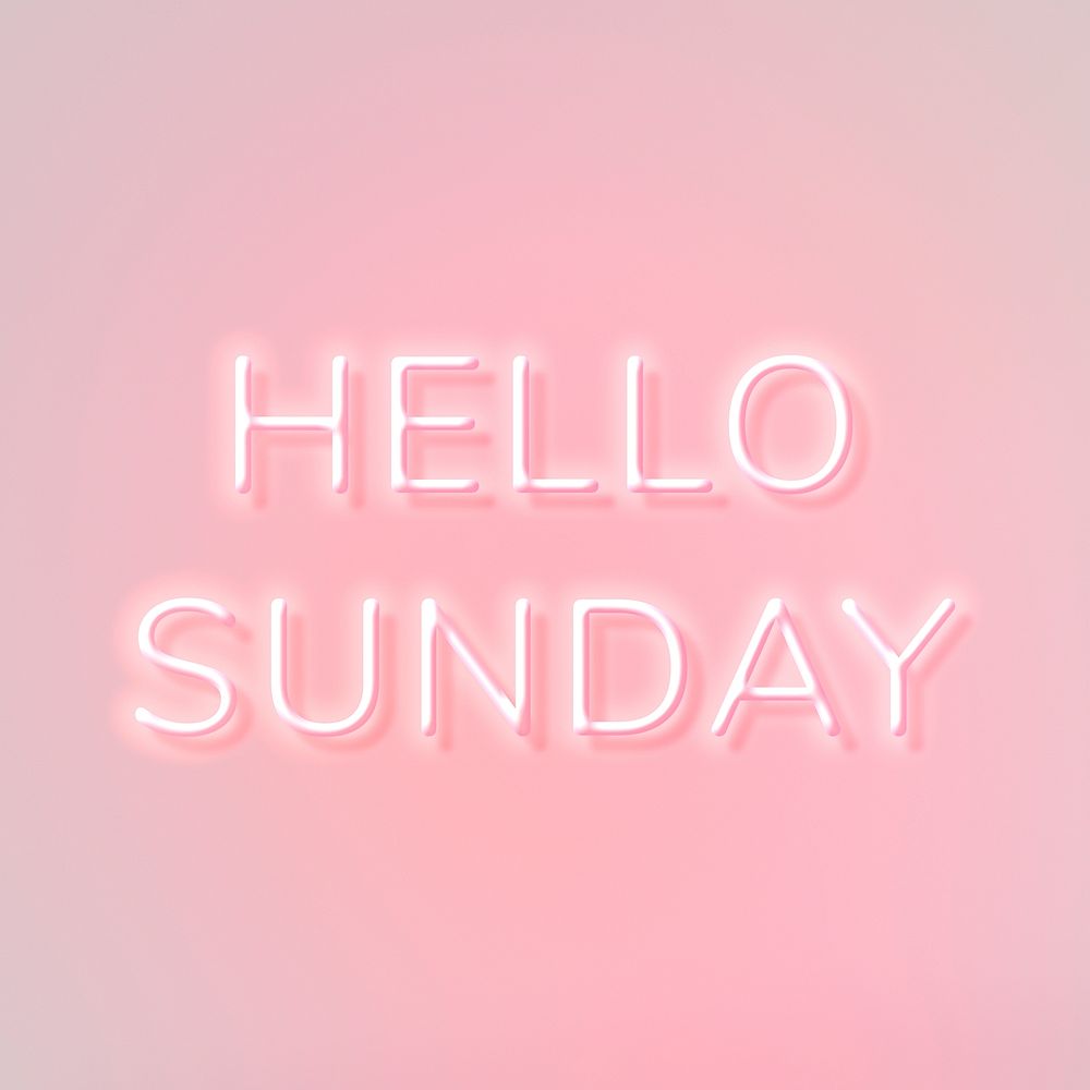 Glowing neon Hello Sunday typography
