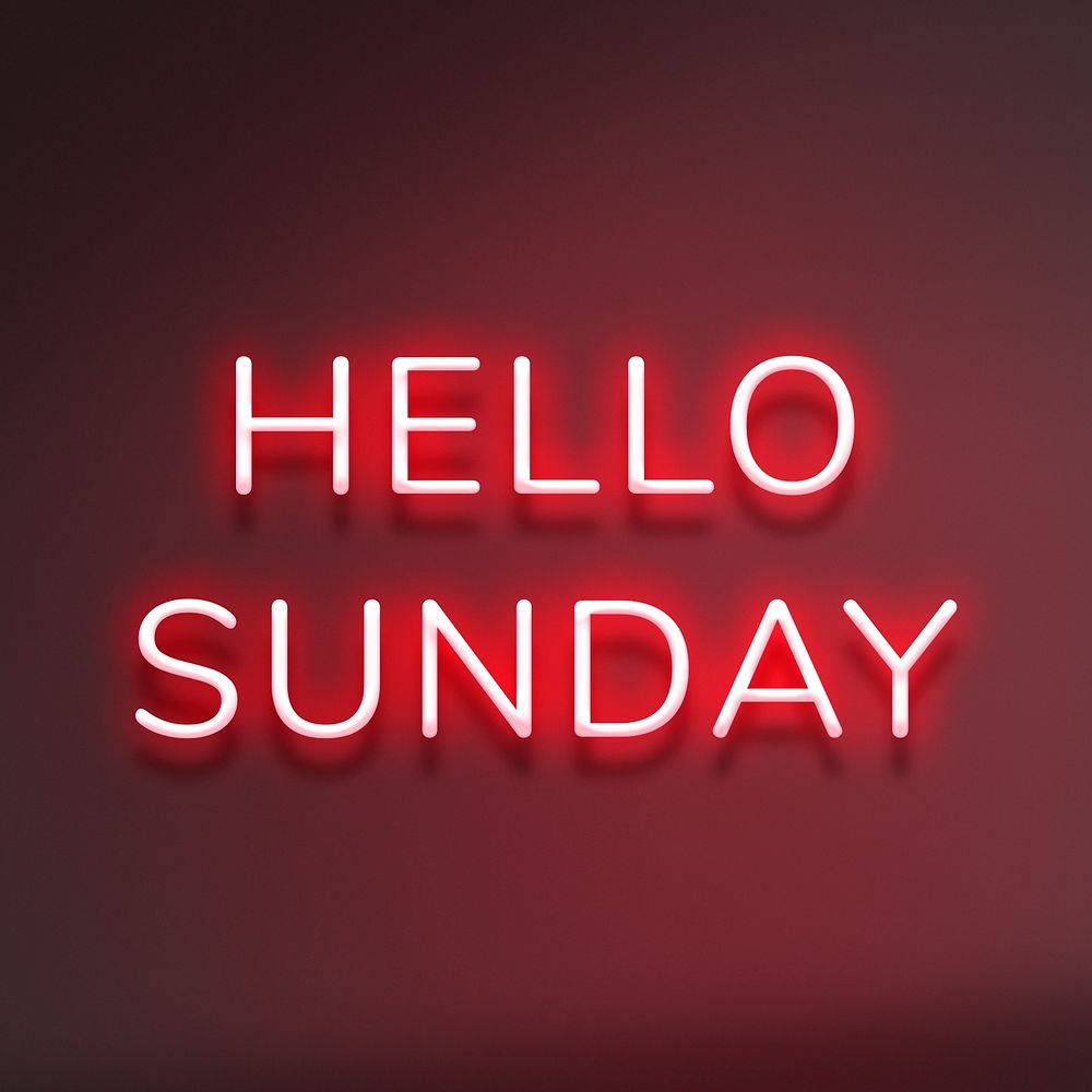 Hello Sunday red neon text