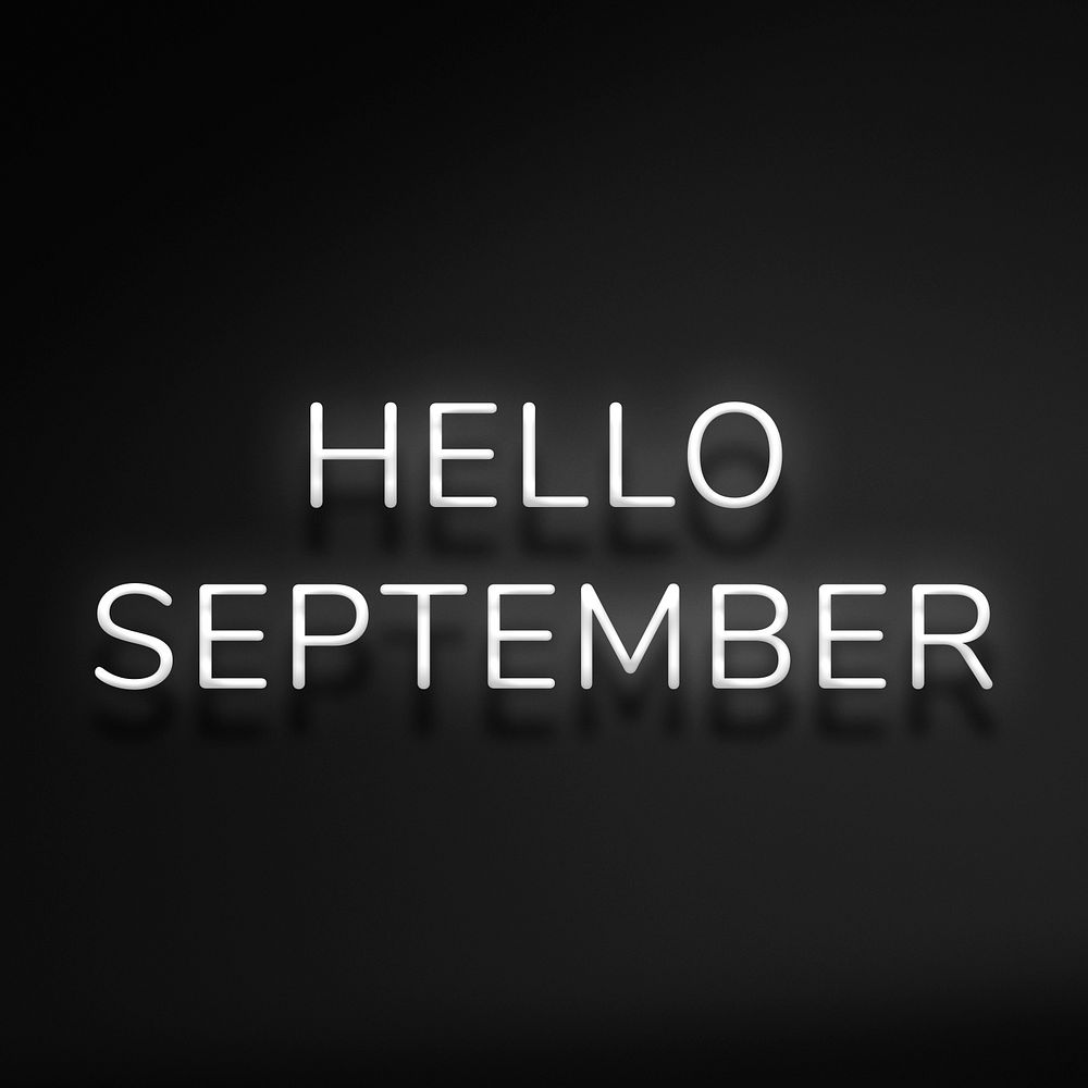 Glowing neon Hello September lettering