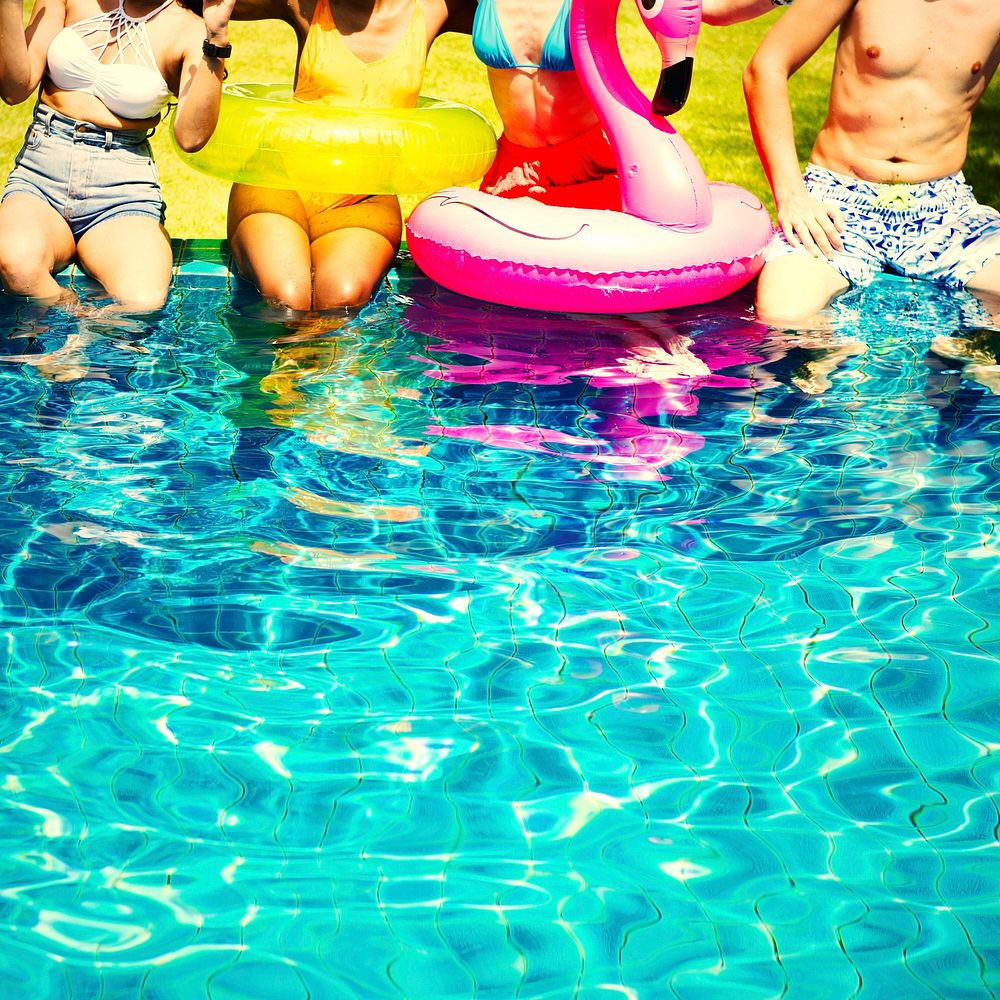 Friends enjoying a pool party