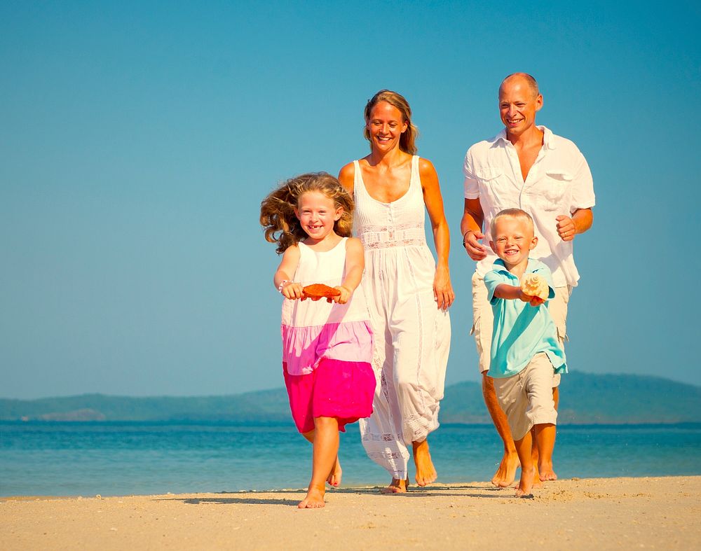 Family enjoying a holiday at the beach