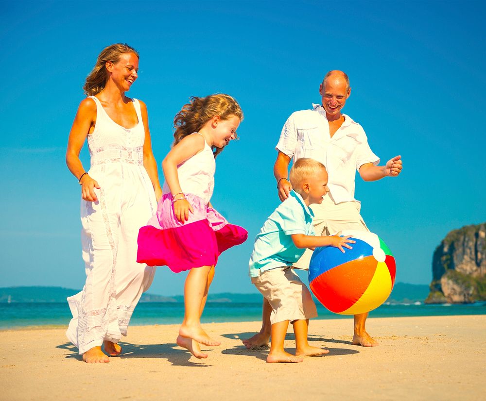 Family enjoying a holiday at the beach